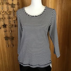 Maine New England Cotton Striped Top Size 14